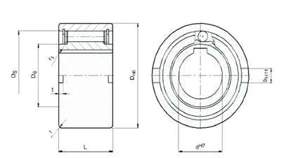 NF25 25mm Freewheel Clutch - One-Way Roller Type - Backstop/Overrunning 25x80x40mm