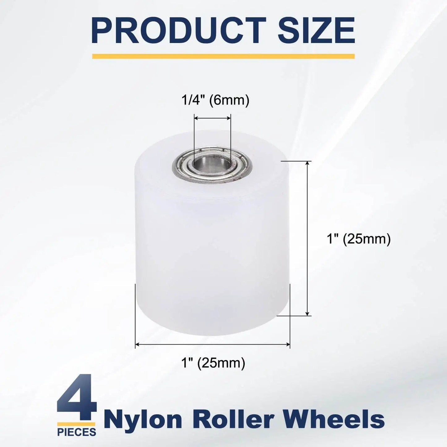 Nylon Roller Wheel Set With 686Z Bearings One Quarter Inch Bore One Inch Outer Diameter One Inch Length Four Pieces CNC Guiding