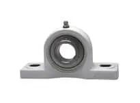 Set screw pillow block bearing 35mm bore single white mounted unit with flange housing for shafts; compatible with sealed ball bearing inserts