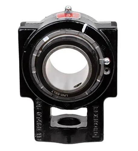 Front view of Link Belt Style Pillow Block Bearing PL3Y239N 2-7-16 Inch Cast Iron Housing Built Tough For Heavy Duty Industrial Use With Sealed Ball Bearing