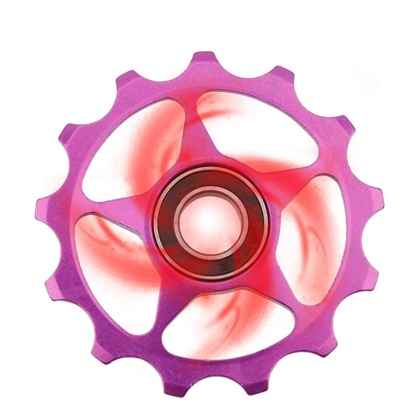 Pulley Mountain Road Bike Bicycle Rear Derailleur Pulley Roller Idler Bearing Riding Wheel Parts in purple close-up