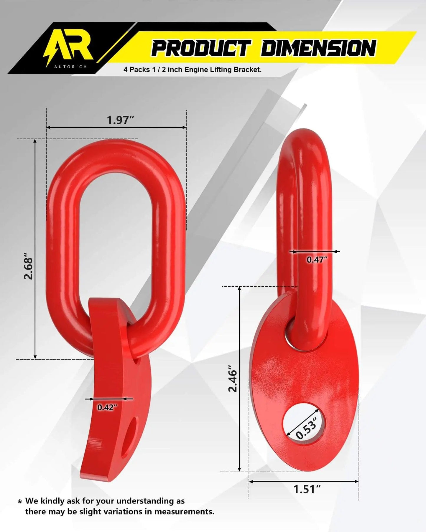 Four Heavy Duty Engine Lift Brackets With 5500 Lb Capacity For Auto Repair Rust Resistant Steel With Galvanized Finish And Powder Coat Engine Support Bars For Lifting Slings And Load Levelers Red