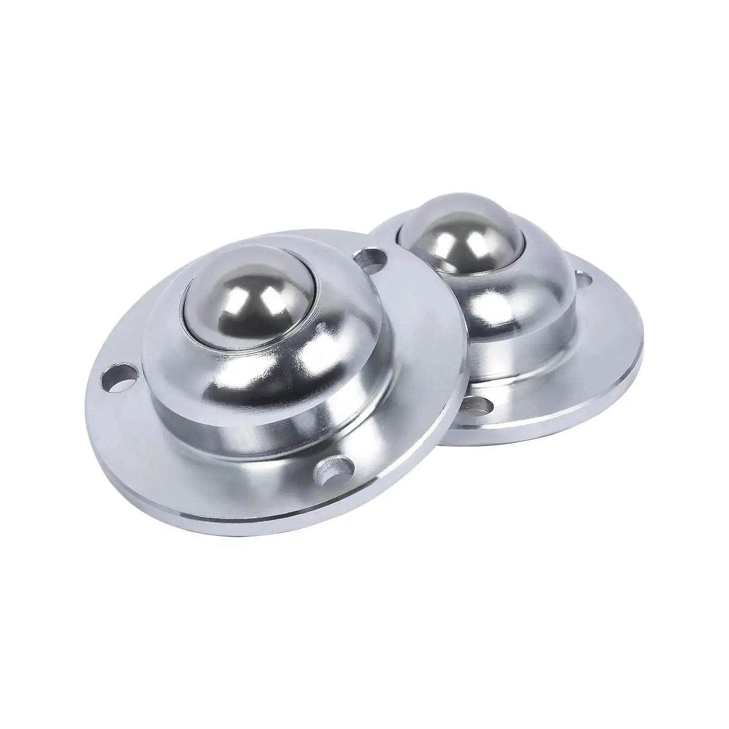 Two Roller Ball Transfer Bearing Caster Flange Mounted Unit for Conveyors and Transmission Equipment with 1-inch ball, 3-hole mount.