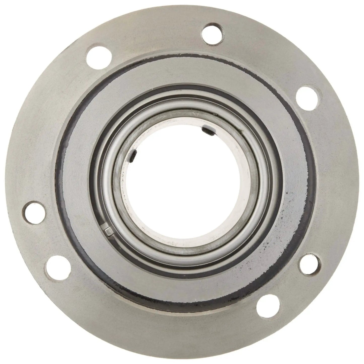 Round Flange Block With Four Bolt Holes Built For Heavy Duty Relubricatable Non Expansion Cast Iron Housing Setscrew Locking Collar Bore Diameter One And Three Quarter Inches Double Sealed Spherical Roller Bearing Insert Rexnord ZBR2112