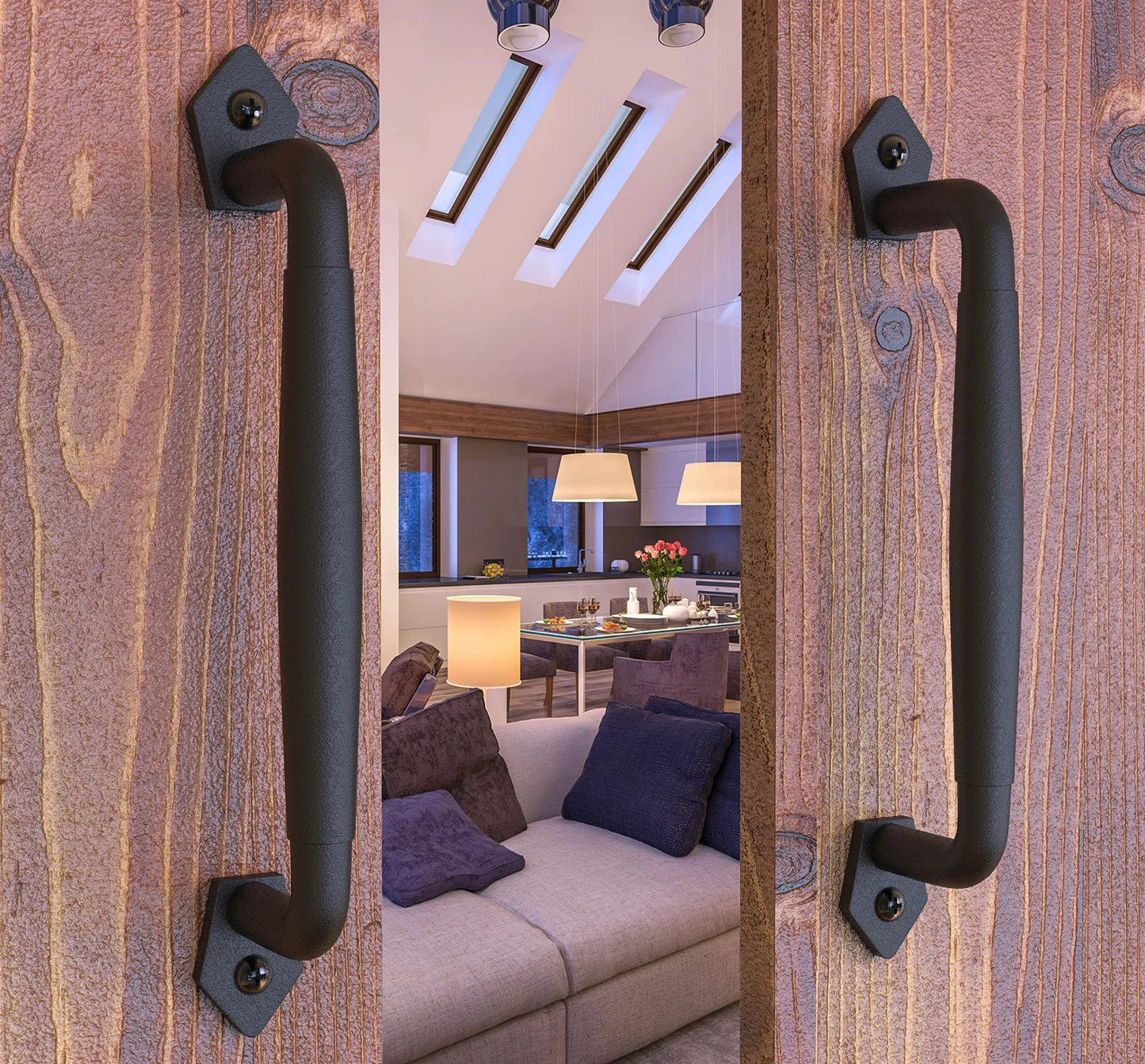 2-Pack 10 Inch Round Rustic Sliding Barn Door Handle In Black Steel For Indoor And Outdoor Use, Ideal For Doors Gates Garages Sheds Closets Pantries Fence Easy Install Durable Rustic Hardware