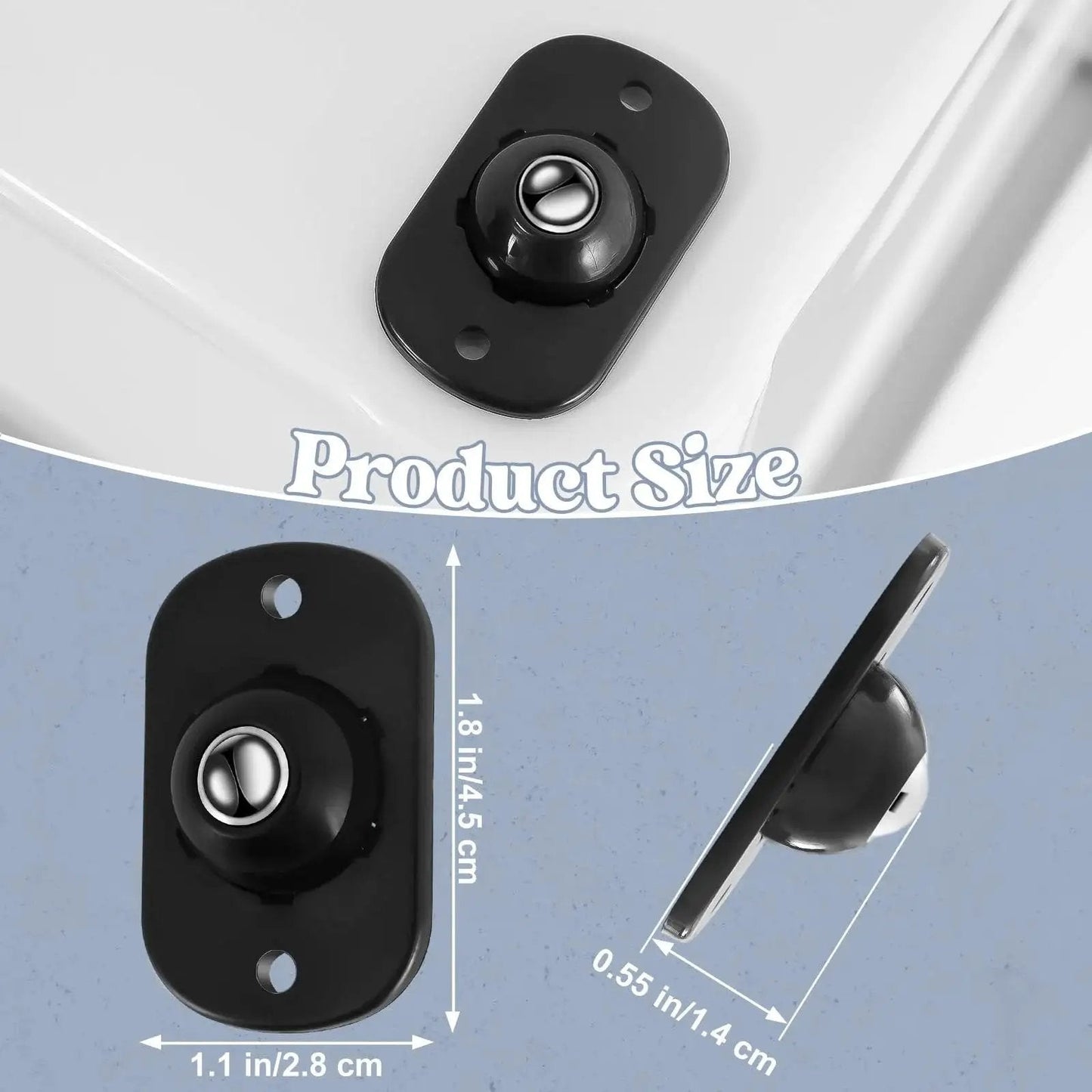 8 Pcs Self Adhesive Caster Wheels For Appliances And Small Furniture With 360 Degree Swivel Rotation Durable ABS And Stainless Steel Bearings Black Easy To Install On Most Surfaces Providing Smooth Glide For Heavy Trash Cans Bins And Storage Boxes