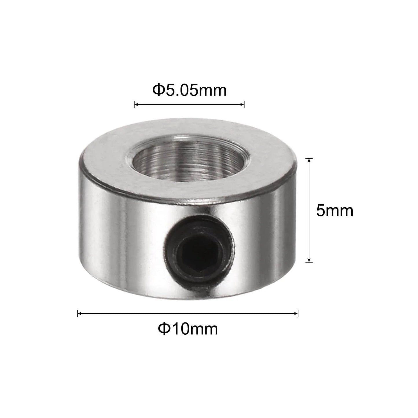 10pcs Set Screw Collars 5.05mm Bore Shaft Collars, 10mm OD, 5mm Width, metal collar with set screw