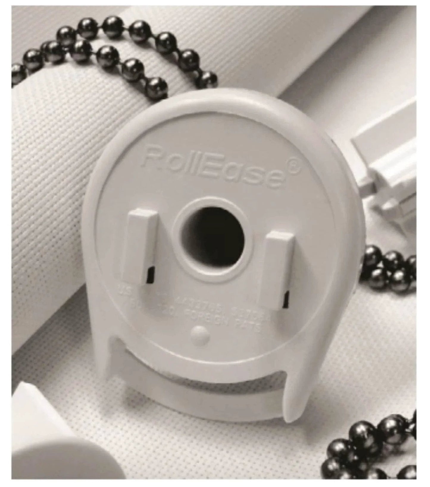 Skyline SL15 Roller Shade Clutch #SL15H01W / 1-1/8" Tube White, close-up of the clutch with bead chain visible.