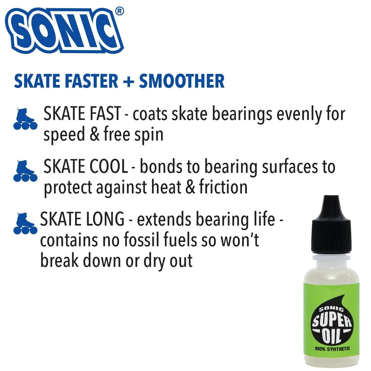 Ultra Slick Sonic Super Oil Skate Bearing Lubricant For Inline Skates Roller Skates And Skateboards 100 Percent Synthetic
