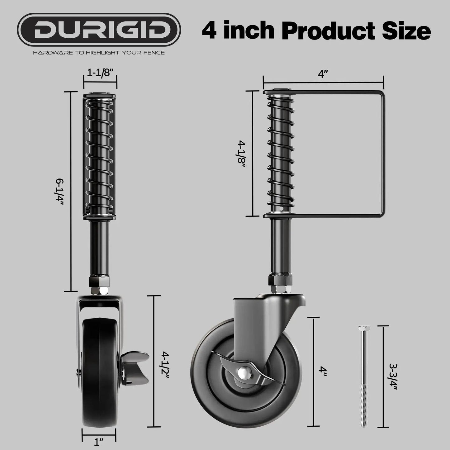 Diagram of Spring Loaded Gate Wheel 200 Lb Capacity For Wooden Fence Gates Side Break Caster Wheel Durable PP Material Outdoor Gate Wheel