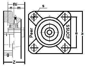SSUCF208-40mm Stainless Steel Flange Unit 4-Bolt Bore 40mm Mounted Bearing
