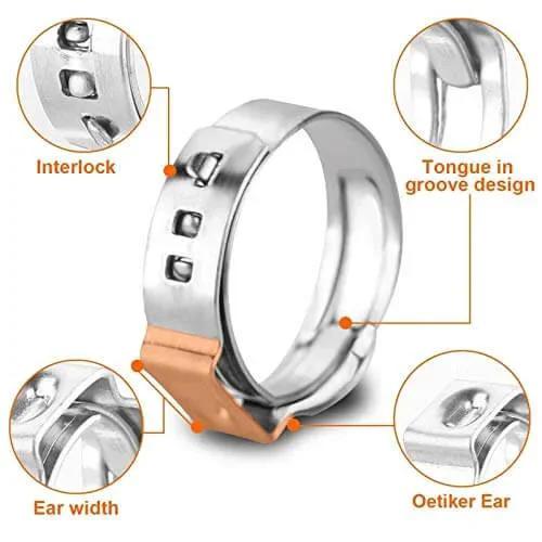 40 Pcs 15.3mm-18.5mm Single Ear Hose Clamps 304 Stainless Steel PEX Cinch Clamps close-up details showing design features