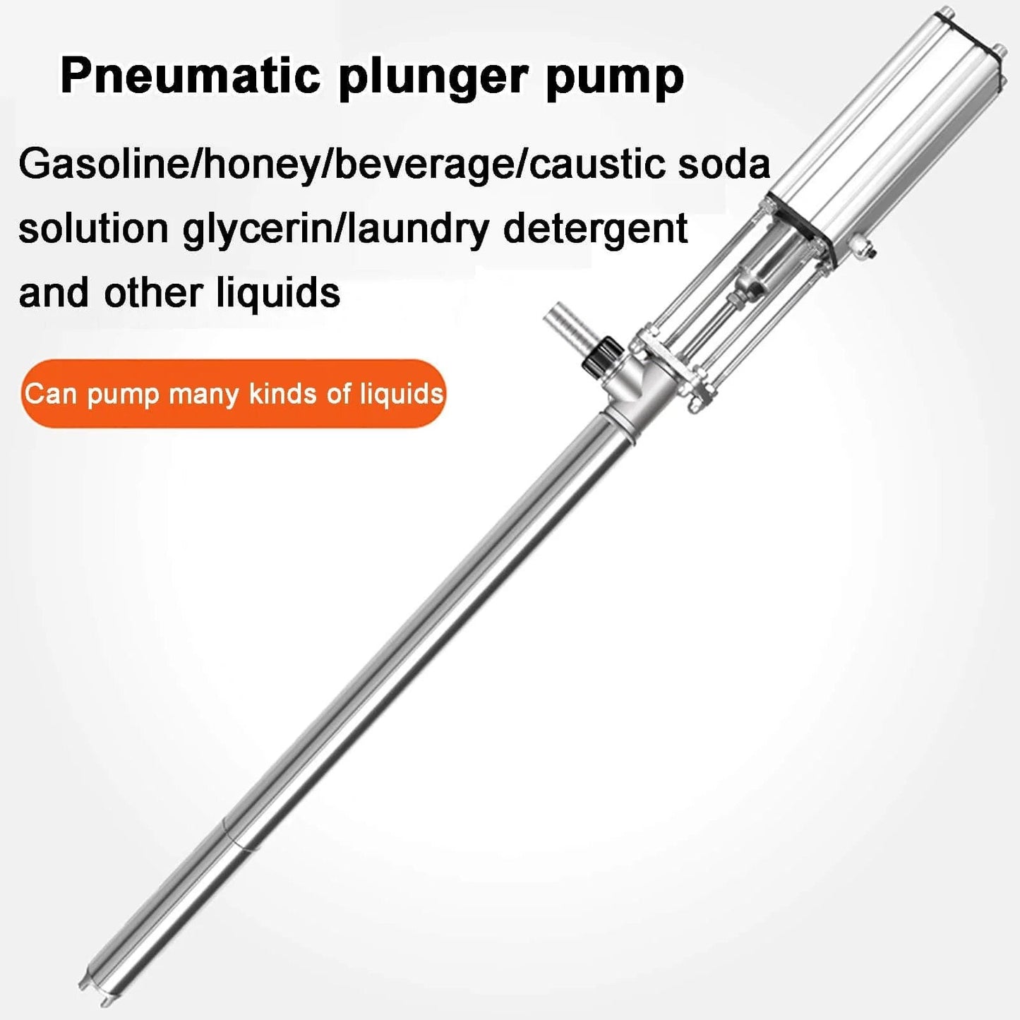 LHQYA 95cm Stainless Steel Pneumatic Chemical Pump for Viscous Liquids, Pneumatic Piston Pump, Flow: 10L/min, Pressure: 0.8Mpa, Outlet: 25/32mm