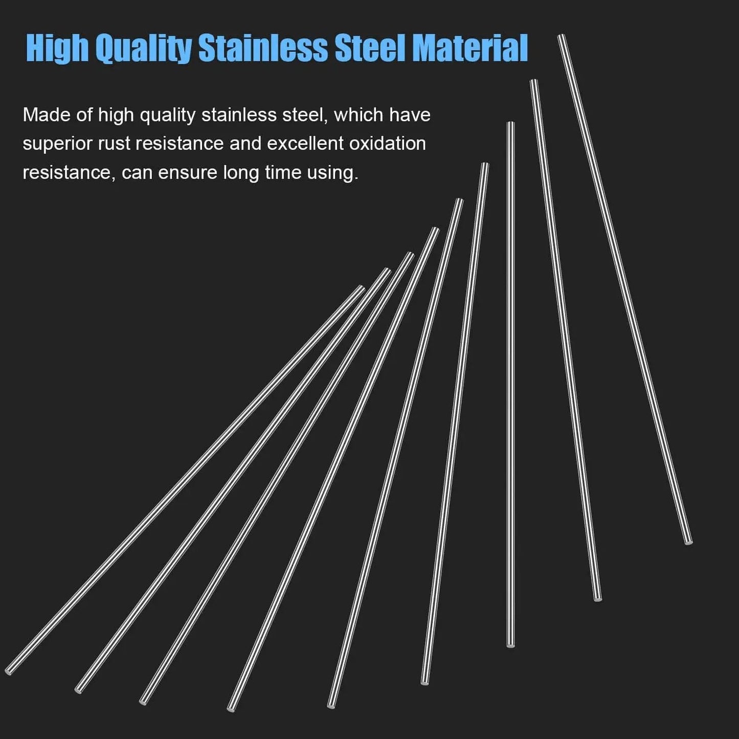 Premium Stainless Steel Rods Set of 20 Pieces 1.0mm x 100mm 304 Solid Bar Stock for DIY Craft Making Model Building Lathe Work