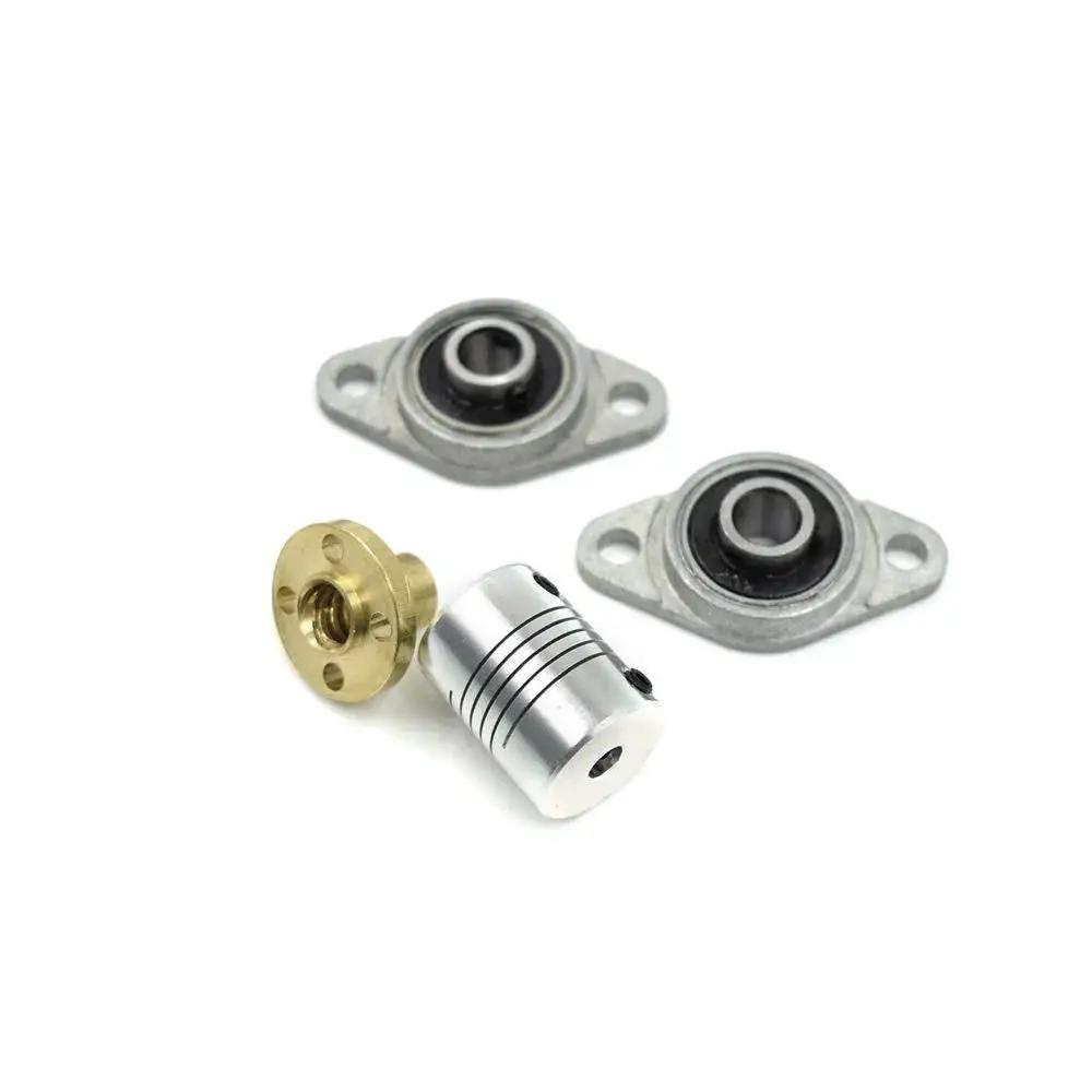 8mm T8 Lead Screw Nut Set Includes 150mm Lead Screw Pillar Bearing Block Copper Nut and Flexible Shaft Coupler parts