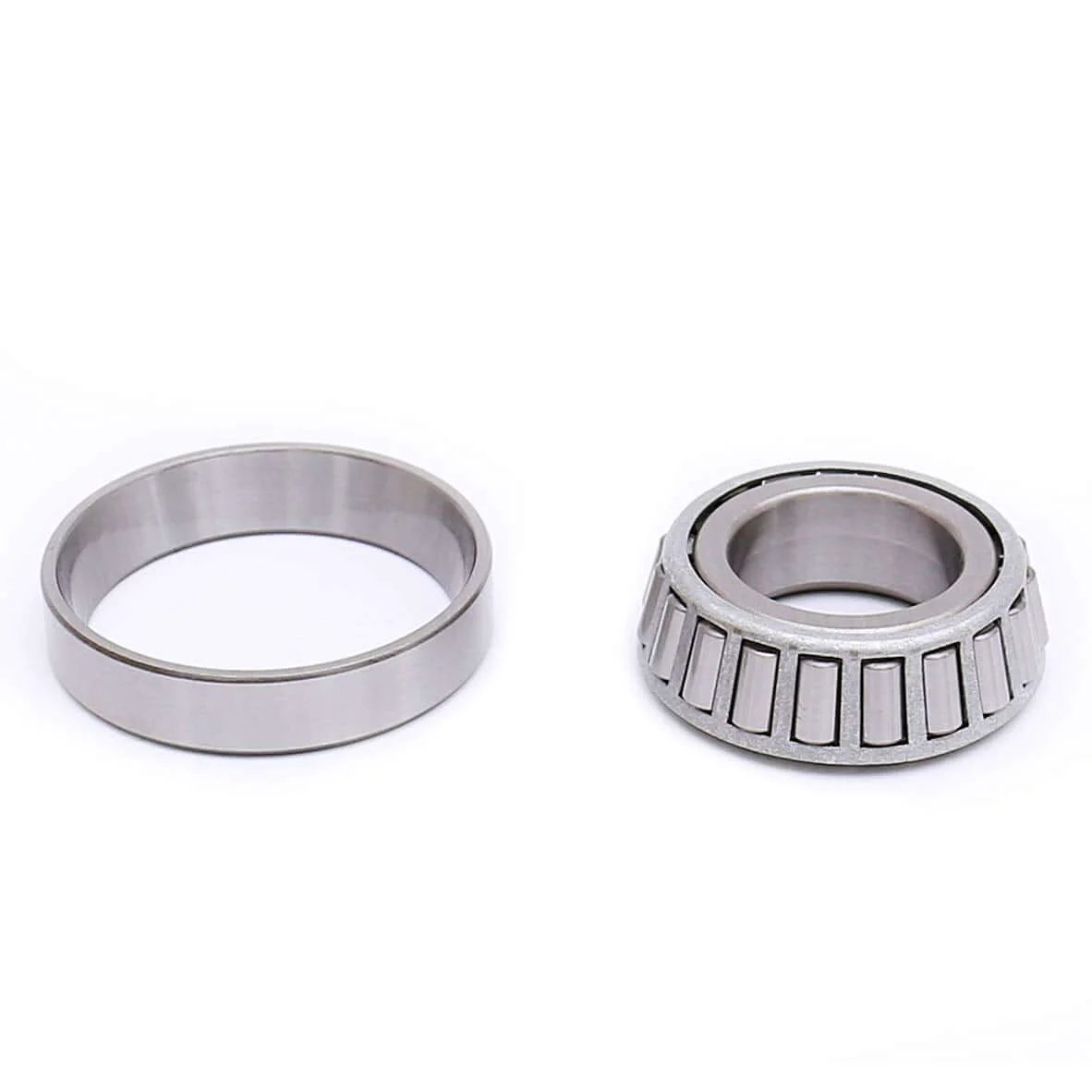 Tapered Roller Bearing LM67048 LM67010, Set of 4, showing an individual tapered bearing and race on a white background.