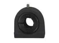Front view of 1-1/2 in (38.10 mm) Tapped Thermoplastic Pillow Block Housing, Black, 1 Each, Sealed Ball Bearing Insert with Concentric Collar Locking.