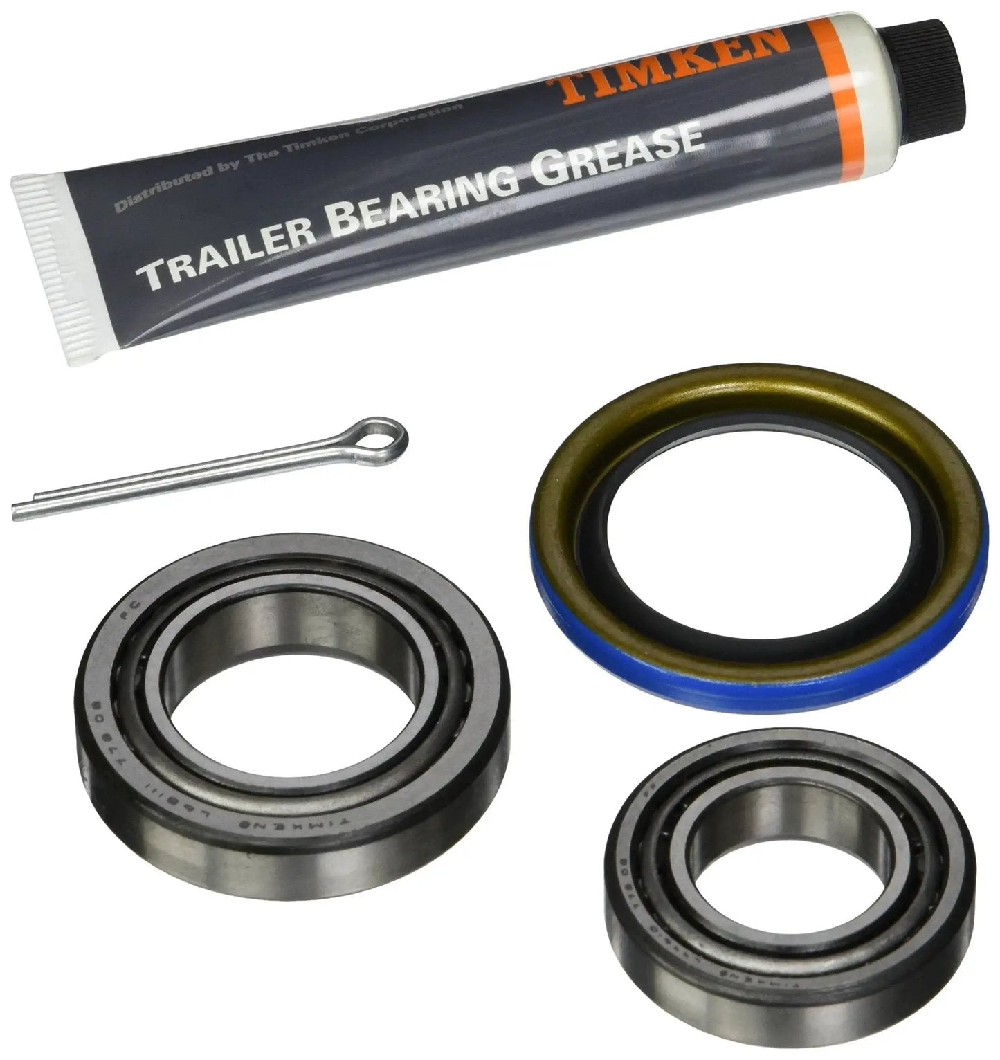Heavy Duty Trailer Bearing Kit Timken TIMBT238 Sealed Hub Bearings with grease and components for easy install on one axle.