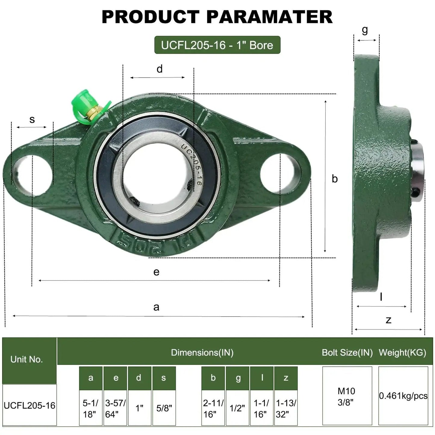Two Pack UCFL20516 Pillow Block Bearing With 1 Inch Bore And Two Bolt Flange Self Aligning Cast Iron Housing Set Screw Locking Style