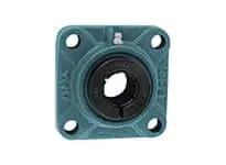 Front view of UEFX05-16 Medium Accu-Loc 4-Bolt Flange Bearing Housing, 1 piece pillow block style, for linear slide units.