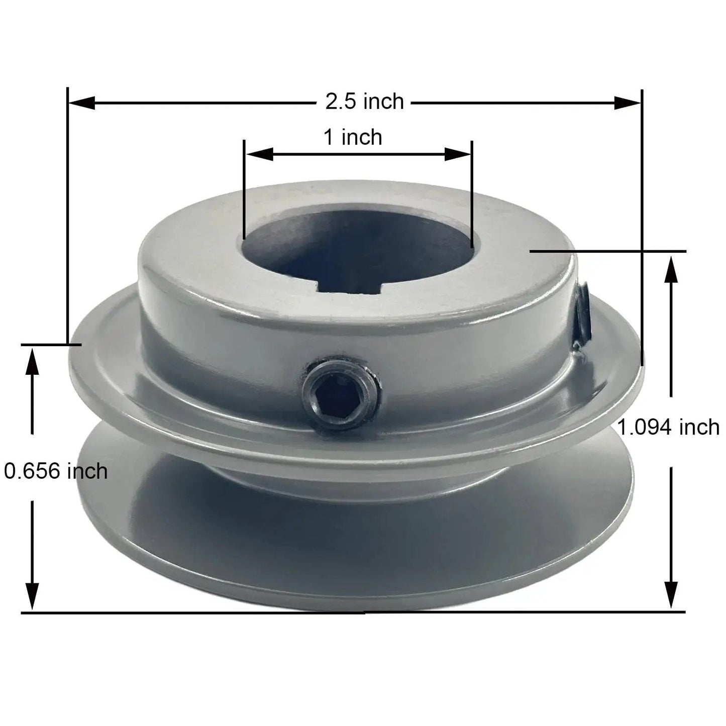 V Belt Pulley 1 Inch Bore 2.5 Inch OD Single Groove Cast Iron Sheave For A 3L 4L V Belts With 1/4 X 1/8 Keyseat