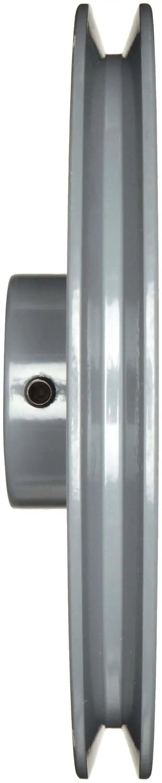 Side view of Bored-To-Size V-Belt Sheave For Classic V-Belt Drives, 5.45 In Outside Diameter, 0.5 In Bore, Single-Groove Cast Iron Housing.