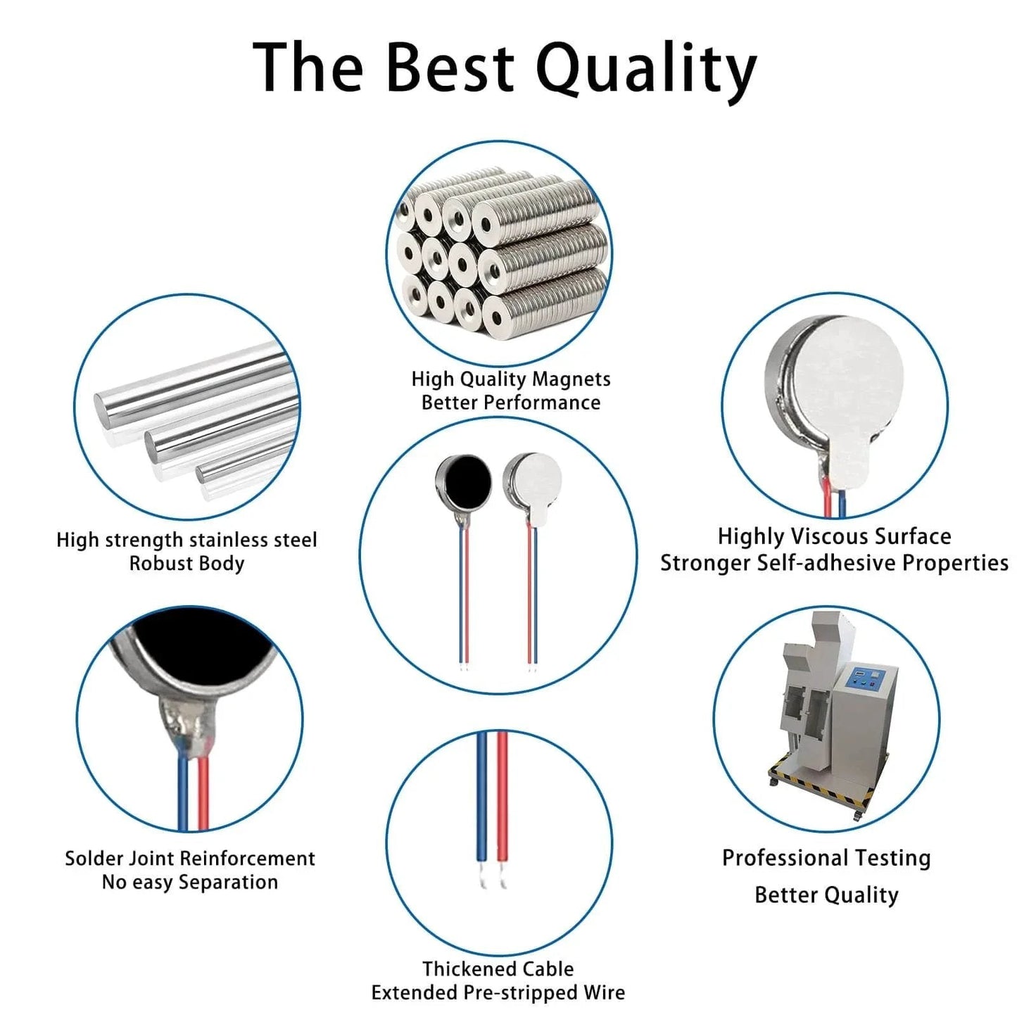 Image showing various features of 20PCS Vibration Motor DC3V 12000rpm Mini Vibration Motor Vibrating Motors for Projects Electronic Device Repair Single Board Computers Project Classroom Project Bristle Bots Cable 2in, including robust body and professional testing.