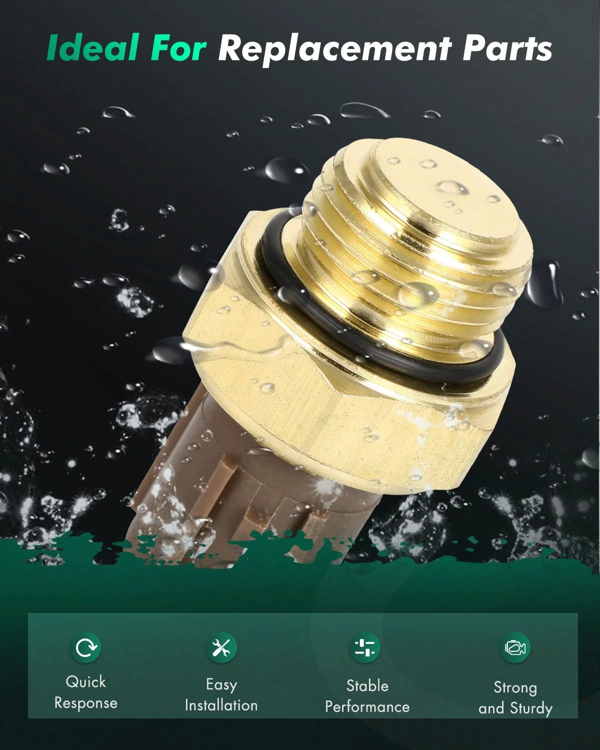 Water Temperature Sensor Replacement 37760 P00 004 For Acura Integra RSX Civic CRV MDX TL Accord Del Sol Honda 1992 To 2006 By SCITOO close-up view with brass body and electrical connector.
