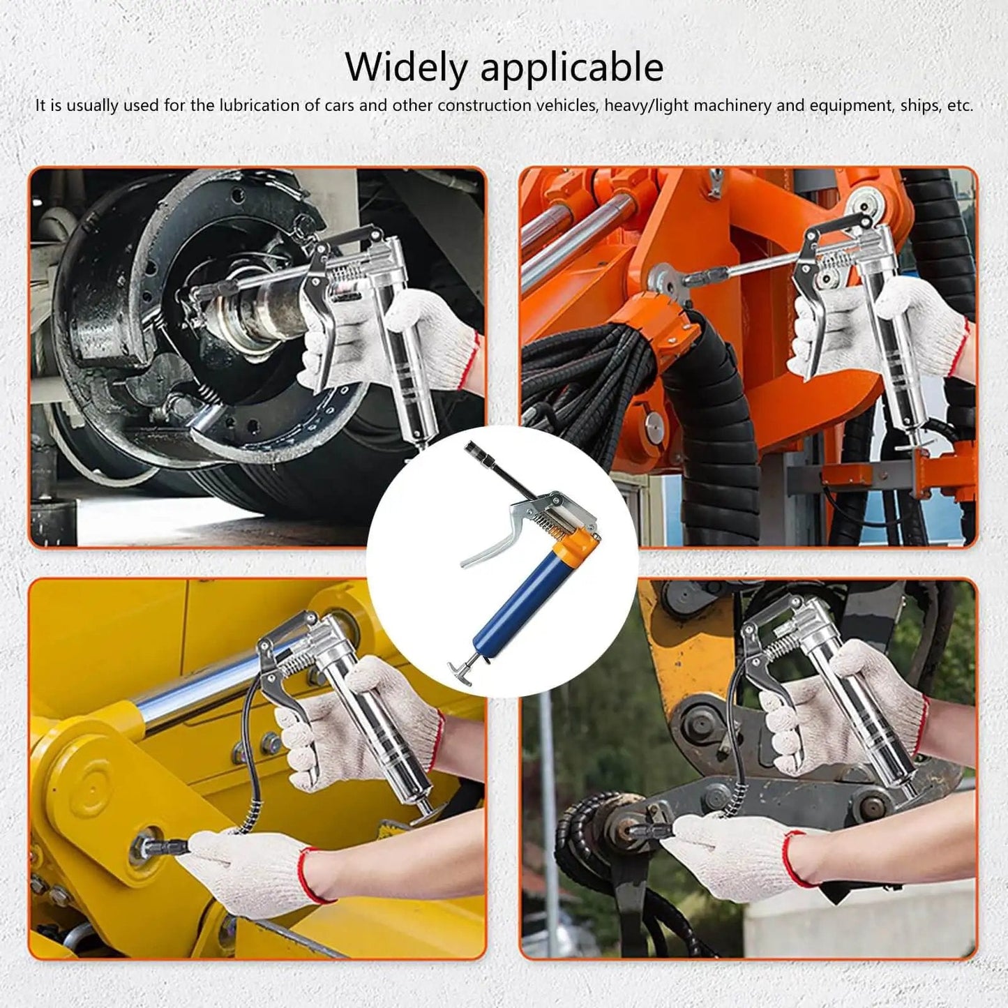 One Handed 120cc High Pressure Grease Gun for Precise Lubrication in Heavy Duty Machines, Construction Gear, Farm Equipment, and DIY Projects