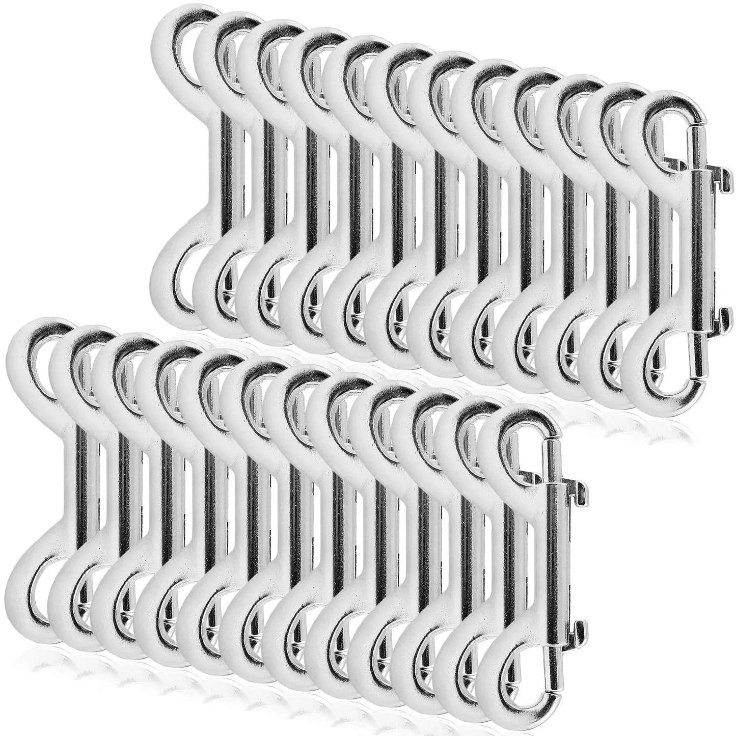 24 Pcs 4.7 Inch Double Ended Bolt Snap Hooks Zinc Alloy Chain Clips Weatherproof Rust Resistant Durable Construction Ideal For Dog Leash Key Chain Horse Tack Pet Feed Bucket Garage Use Silver