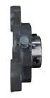 Side view of 1 Inch Three Bolt Flange Bearing with Cast Iron Housing and Grease Zerk, 1 Inch Bore, Two Set Screws for Shaft Securement