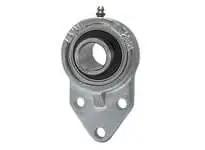 Single 1-11/16 in (42.86 mm) 3-Bolt Flange Pillow Bearing with nickel-plated cast iron housing and sealed contact seal, front view.