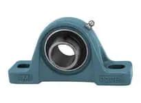 Front view of Single BP206 30mm Set Screw Pillow Block Bearing, Cast iron P206T housing, sealed ball bearing, narrow inner ring.