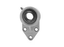 Front view of 25mm Set Screw Flange Bearing 3-Bolt Bracket, Single-Row Ball Bearing with Zinc-Plated Insert, displayed against a white background.