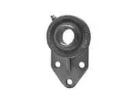 Front view of Stainless 3-Bolt Flange Bearing Insert MUC205-16, 1 in ID Wide Inner Ring, Set-Screw Lock, 3/8 in Bolt Size, Washdown Stainless Housing MFB205, Sealed Relubricatable Single Unit for Linear Slides.