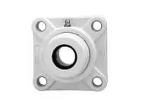 40mm Narrow Bearing Unit, Single, White 4-Bolt Plastic Housing for Shaft Mounting, Slim Pillow Block Style, Front View