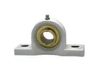 1-1/16 in Wide Set-Screw Pillow Block Bearing, Zinc Insert with White Plastic Housing, Sealed Ball Bearing, front view.