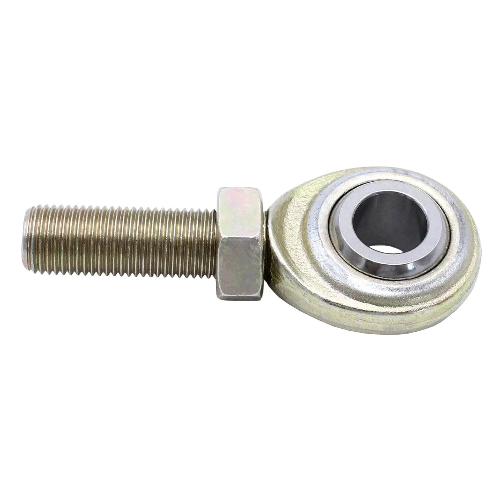 2 pcs CML8 rod end heim joints, 1/2 inch bore with 1/2-20 left hand male thread, carbon steel construction close-up view