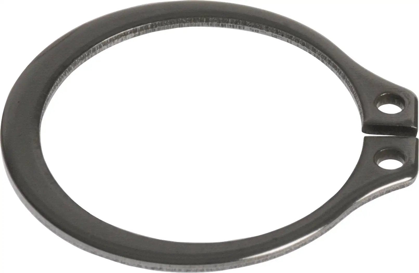 One And A Half Inch Stainless Steel External Retaining Ring Set Four Pack for securing shafts in grooves, shown in close-up.