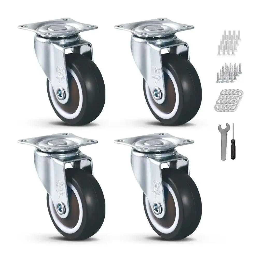 1.5 Inch Caster Wheels Set Of 4 Heavy Duty No Noise Swivel Top Plate Casters For Nightstands And Side Tables Furniture And Workbenches