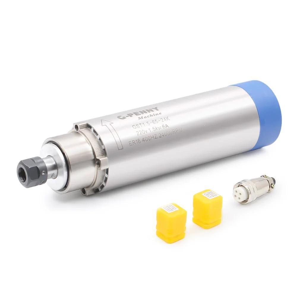 1.5KW ER16 Air Cooled CNC Spindle Motor 110V D65 Mounting With Steel Ball Bearings For Precision Router Milling And Engraving Compatible With VFD Inverter For Variable Speed Control And Reliable High RPM Performance