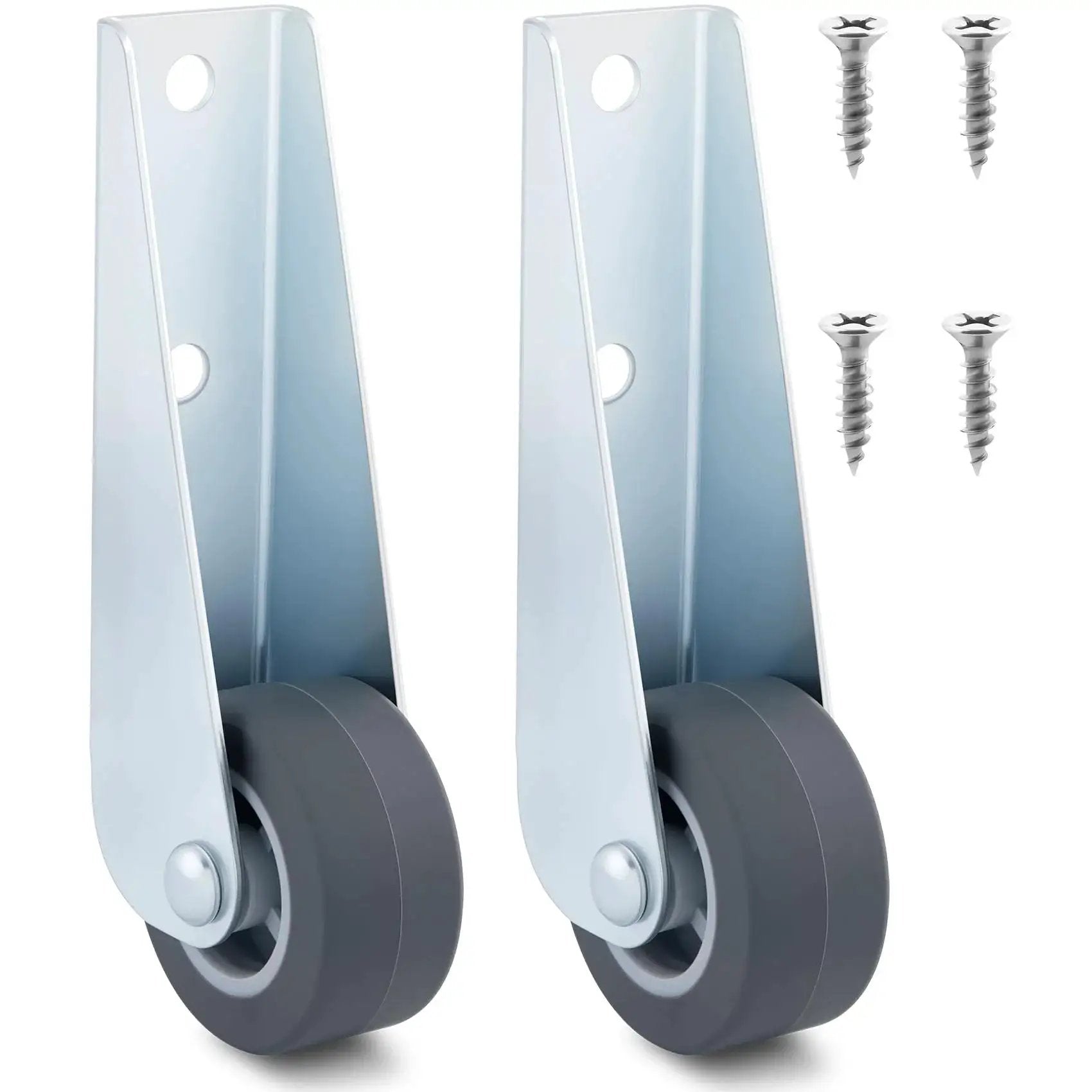 Two Pack Gate Caster Wheels Replacement 1.6 Inch Rubber Rolling Swivel Casters Non Slip Pulley Directional Wheel with screws