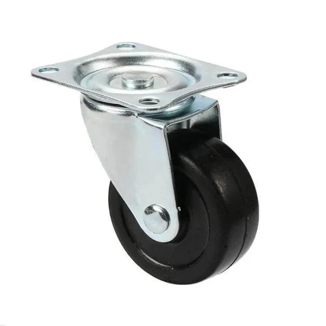 1" Plastic Caster Rubber Wheel - Top Plate Mount