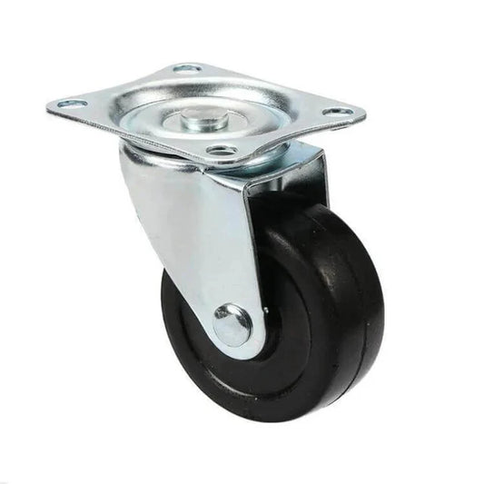 1" Plastic Caster Rubber Wheel - Top Plate Mount