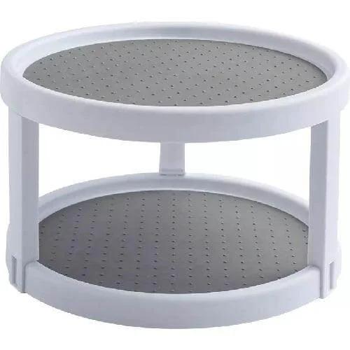 10" Double Layer Non-Skid Kitchen Organizer - 2-Tier Rotating Design - 5" Height