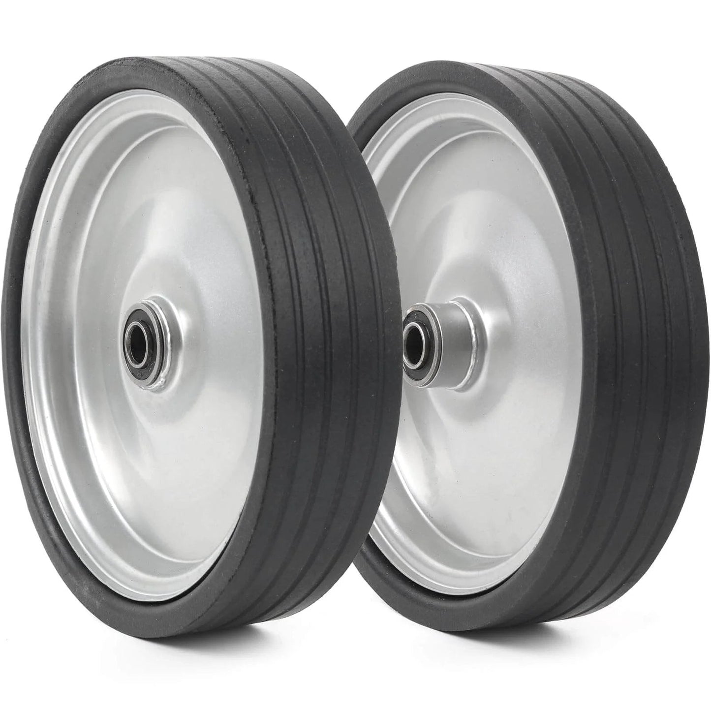 ✝️ (2-pack) 10"x2.2" flat free solid rubber replacement tires – 10 inch solid wheels side view for hand trucks, dollies, utility carts.