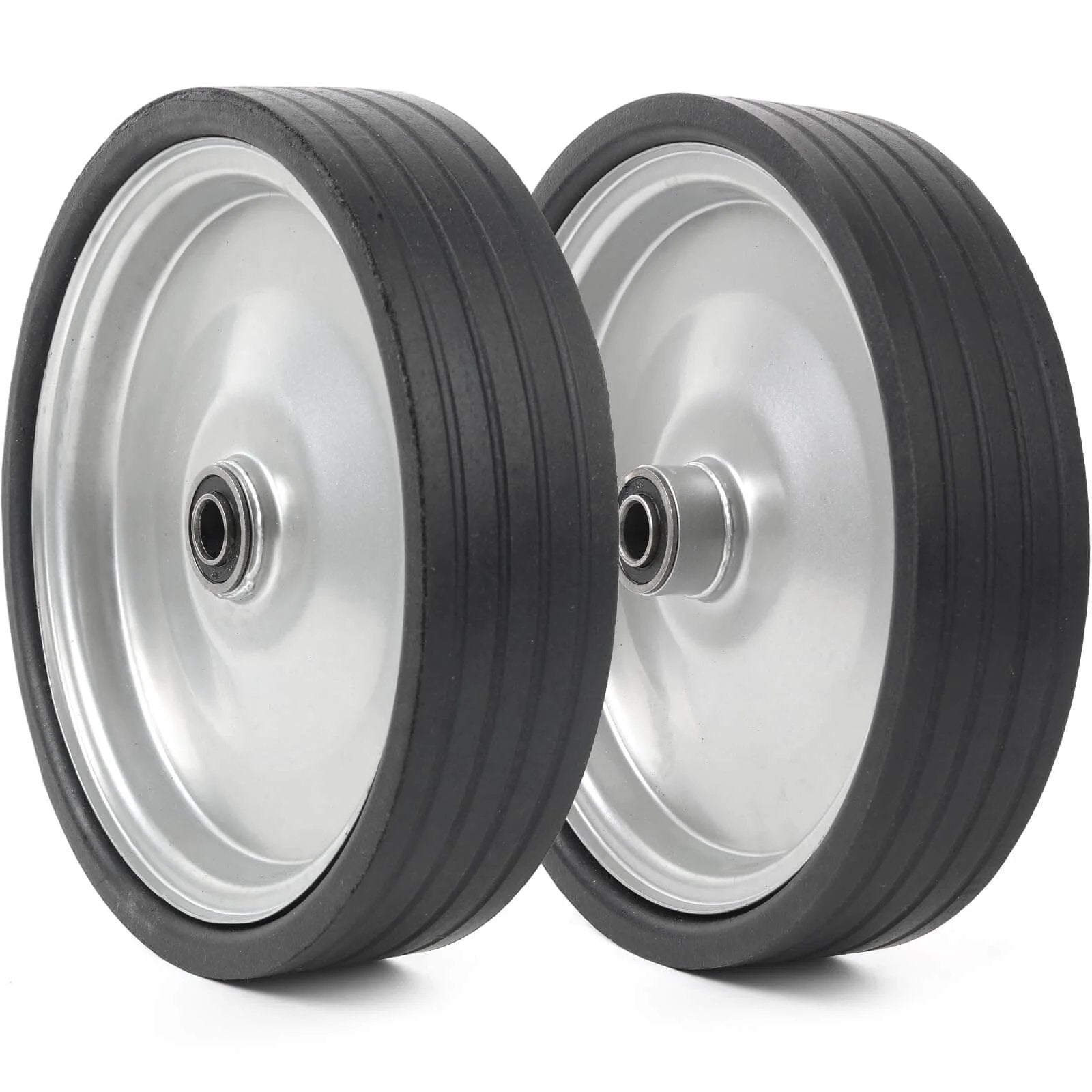 ✝️ (2-pack) 10"x2.2" flat free solid rubber replacement tires – 10 inch solid wheels side view for hand trucks, dollies, utility carts.