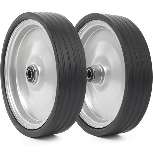 ✝️ (2-pack) 10"x2.2" flat free solid rubber replacement tires – 10 inch solid wheels side view for hand trucks, dollies, utility carts.