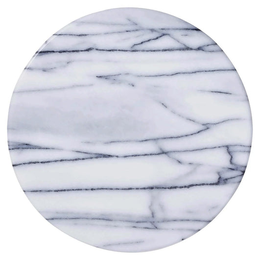10 inch white marble lazy susan turntable with aluminum bearing, smooth silent rotating stone tray designed for countertops and tables