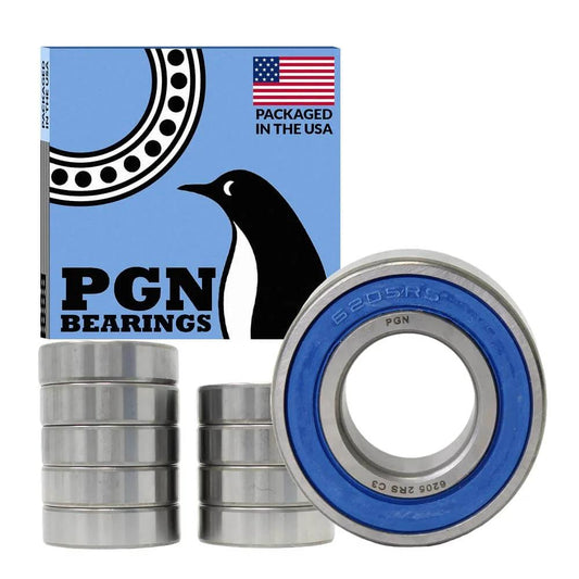 (10 Pack) 6205-2RS Bearing - Lubricated Chrome Steel Sealed Ball Bearing - 25x52x15mm Bearings with Rubber Seal & High RPM Support